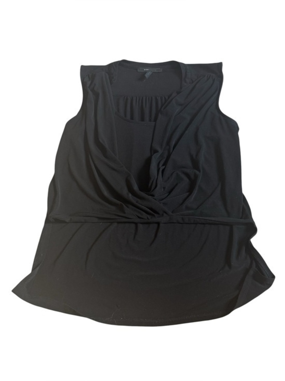 BCBG Max Azria Black Draped Cowl Neck Sleeveless Blouse Top Medium